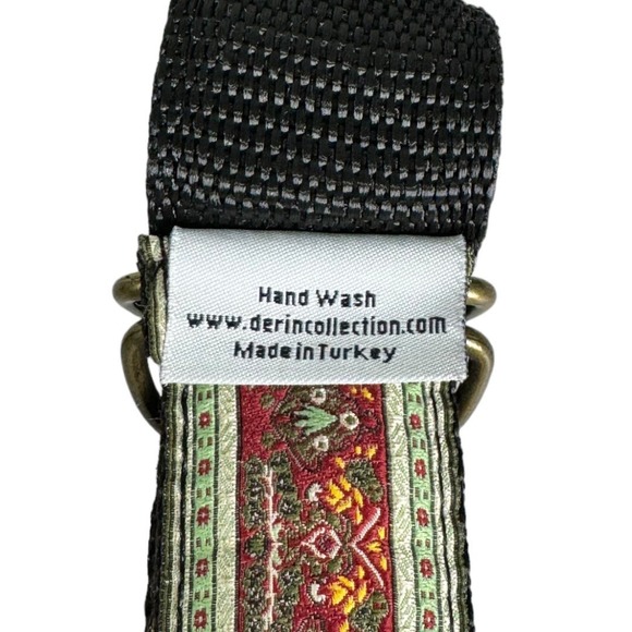 Derin Floral Boho Print Fabric D-Ring Belt One Size Black Red Festival Tapestry - Picture 6 of 6